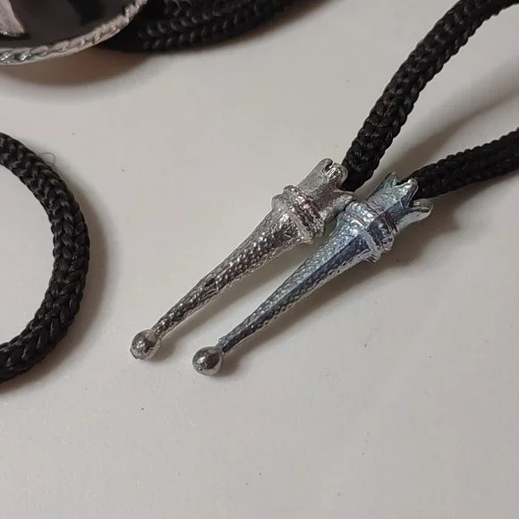 Black And Silver Tone Horse Head Bolo Tie - Picture 6 of 11